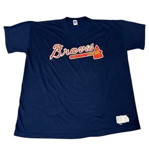 Vintage Russell Athletic Atlanta Braves T-Shirt Size XXL 90’s V-Neck